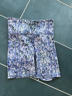 Athleta Lavender Multi-Print Bike Shorts